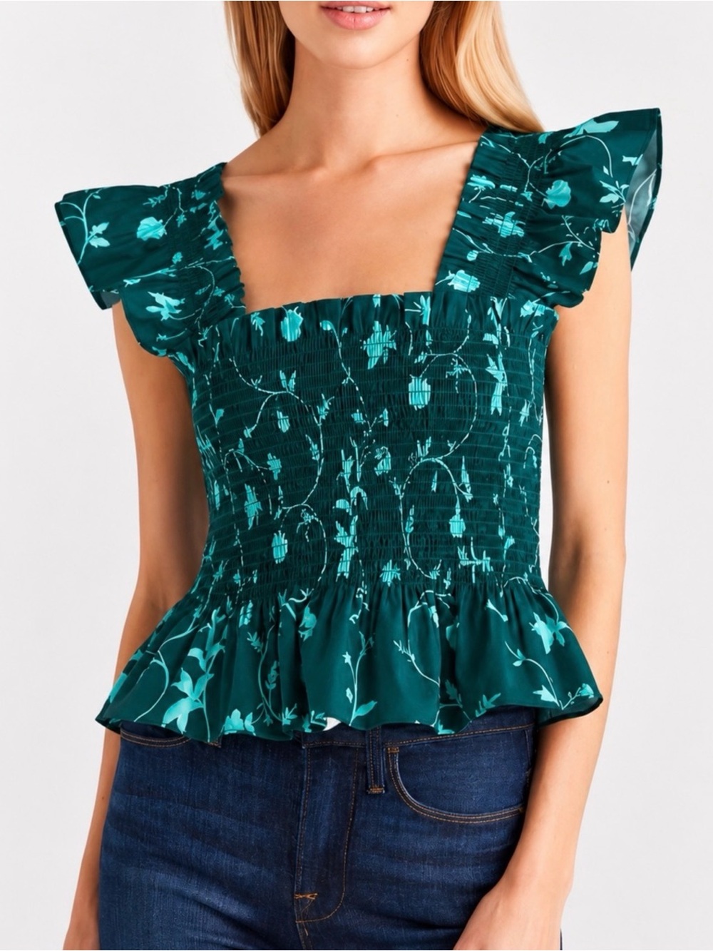 New Hill House Emerald Botanical Paz Top - size small